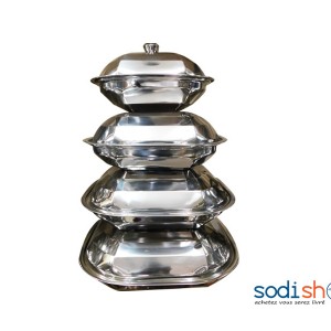 Ensemble De 4 Tasses en Inox Avec Couvercle Forme Ovale IR00137