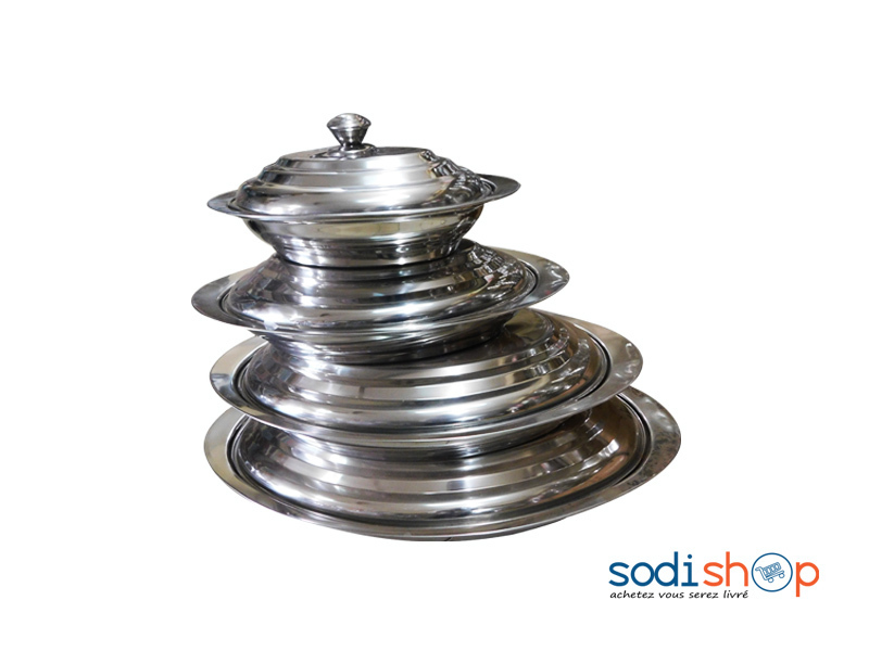 Ensemble De 4 Tasses en Inox Avec Couvercle Forme Ovale IR00137