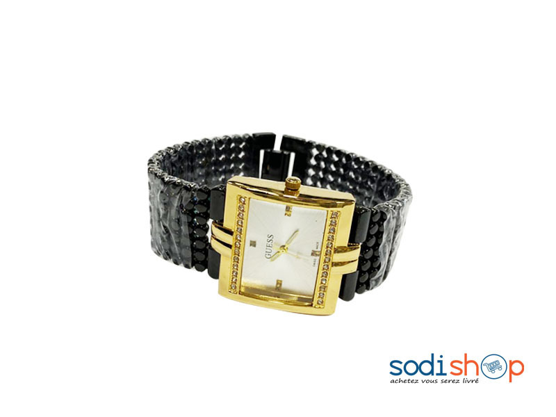 Montre Bracelet Pour Femme Guess Couleur Noir et Doré DI0026