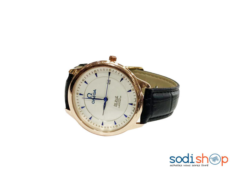 Montre Homme Marque Omega Bracelet en Cuir Noir DI0026