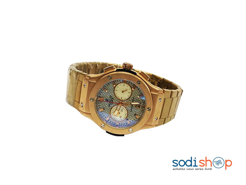 Montre Hublot Pour Homme Couleur Doré En Acier DI0026
