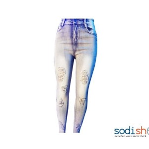 Pantalon en Jeans Slim Blessé Pour Femme Couleur Gris NY00136