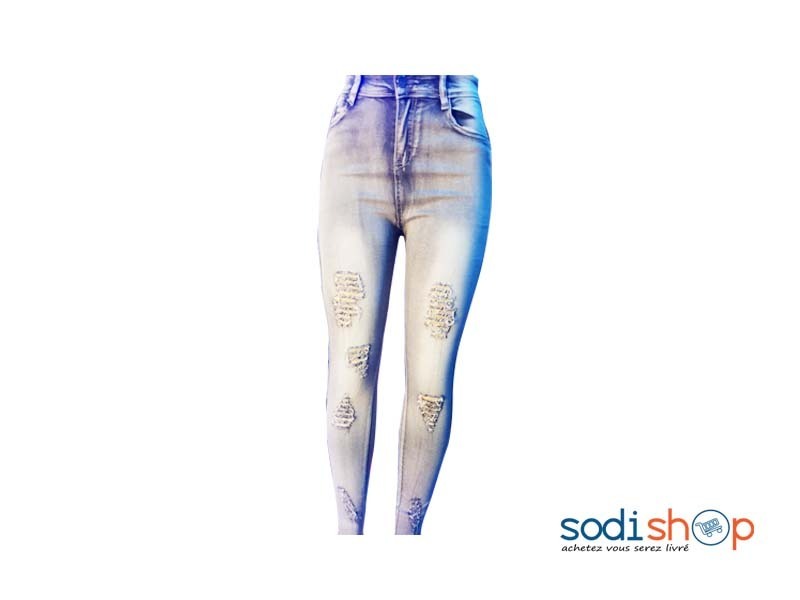 Pantalon en Jeans Slim Blessé Pour Femme Couleur Gris NY00136