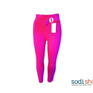 Pantalon en Tissu En Elasthanne Couleur Rose NY00136