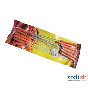 Piques à Brochette 30cm en Acier et Bois Réutilisable 12 Pcs IR00137