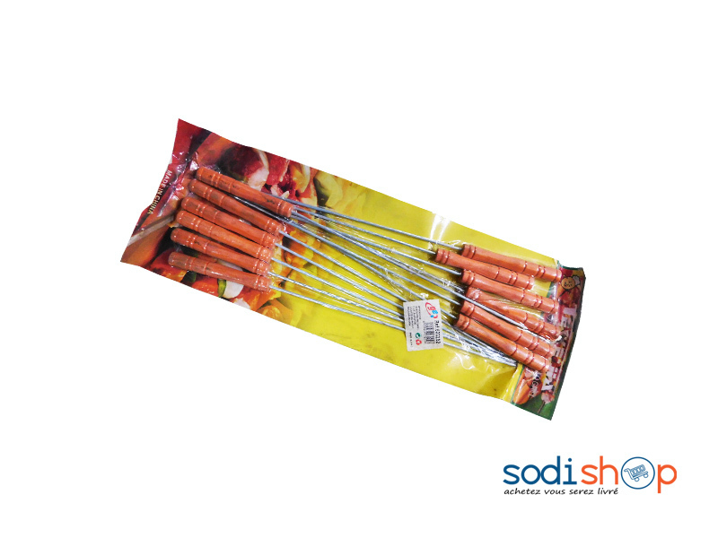 Piques à Brochette 30cm en Acier et Bois Réutilisable 12 Pcs IR00137