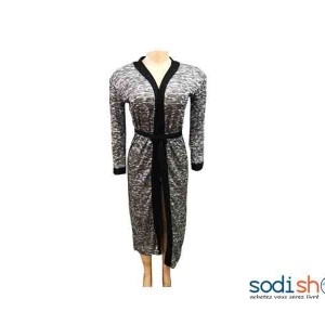 Robe Gilet Manche Longue Col Croisé Couleur Grise MKS00133