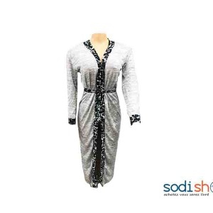 Robe Gilet Manche Longue Col Croisé Couleur Grise MKS00133