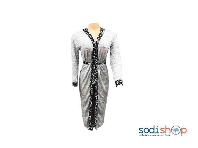 Robe Gilet Manche Longue Col Croisé Couleur Grise MKS00133