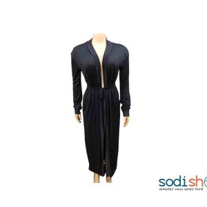 Robe Gilet Manche Longue Col Croisé Couleur Noire MKS00133
