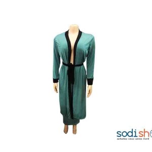 Robe Gilet Manche Longue Col Croisé Couleur Verte MKS00133