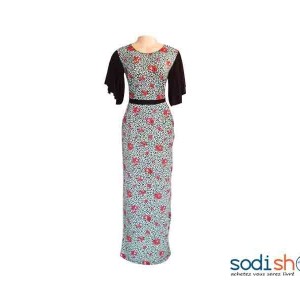 Robe Longue Pour Femme Imprimé et Noir AD00135