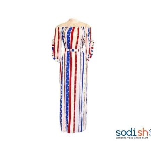 Robe Longue à Rayure Multicolore Bleu et Blanc AD00135