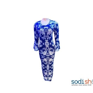Robe Moulante Imprimé Fleuri Couleur Bleu Pour Femme NY00136