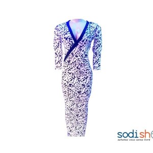 Robe Moulante Imprimé Noir et Blanc Pour Femme NY00136