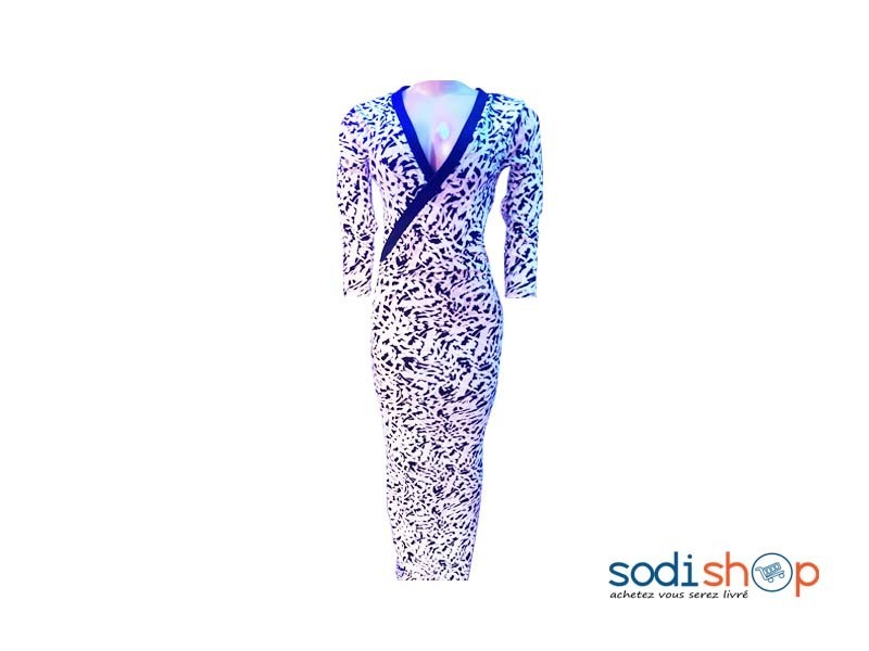 Robe Moulante Imprimé Noir et Blanc Pour Femme NY00136