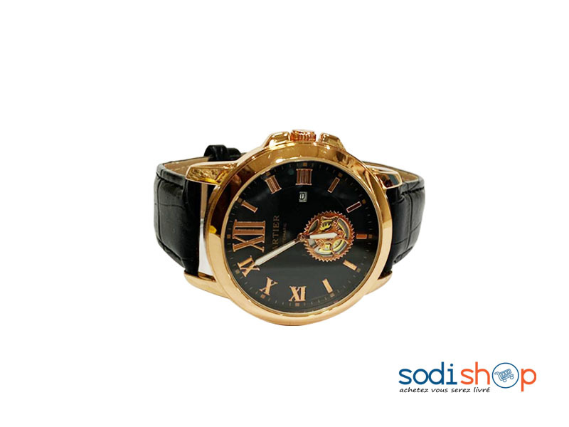 Montre Cartier - Indicateur de Date Couleur Noir et Or Pour Homme DI0026