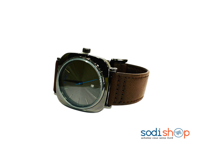 Montre Homme Bracelet en Cuir - Couleur Marron et Noir DI0026