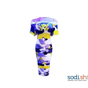 Robe Multicolore Habit Sexy - Coupe Slim Pour Femme NY00136