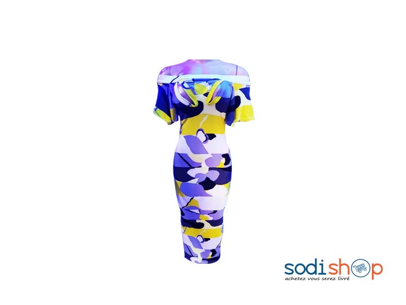 Robe Multicolore Habit Sexy - Coupe Slim Pour Femme NY00136