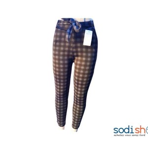 Pantalon Slim Tissu Noir - Motif à Carreaux Pour Femme NY00136
