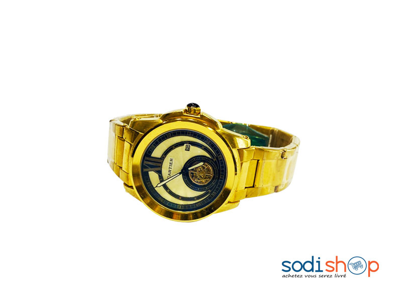 Montre Cartier Design Stylé - Couleur Or Pour Homme DI0026