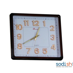 Horloge Murale à Quartz Analogique - Couleur Blanc et Marron 30cm AL0055