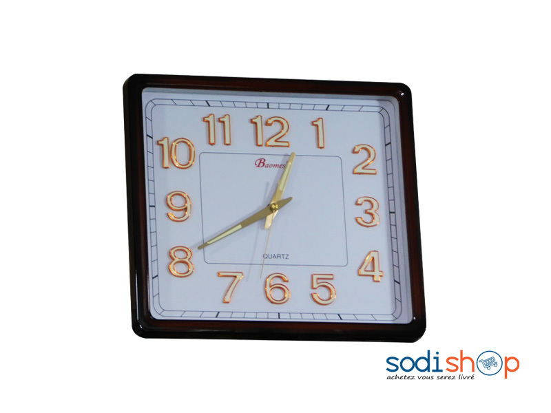 Horloge Murale à Quartz Analogique - Couleur Blanc et Marron 30cm AL0055