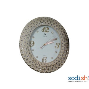 Horloge d’Intérieur Haishi 25cm - Blanc et Beige Boitier Perlé AL0055