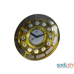 Horloge d’Intérieur Forme Ronde - Type Mural Couleur Blanc et Doré 25cm AL0055