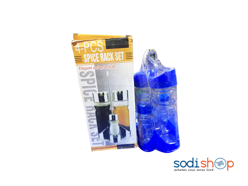 Boite à Épice Spice Rack Set 4 Pièces - Récipient en Plastique Couleur Bleu LB0060 – Image 2
