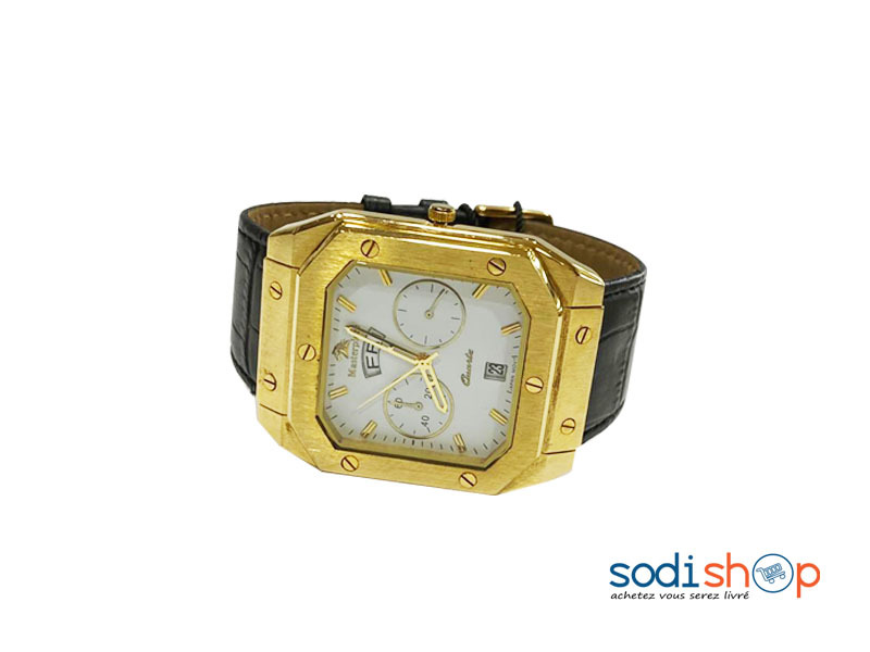 Montre MasterPiece - Indicateur de Date Bracelet en Cuir Couleur Marron et Or Pour Homme DI0026