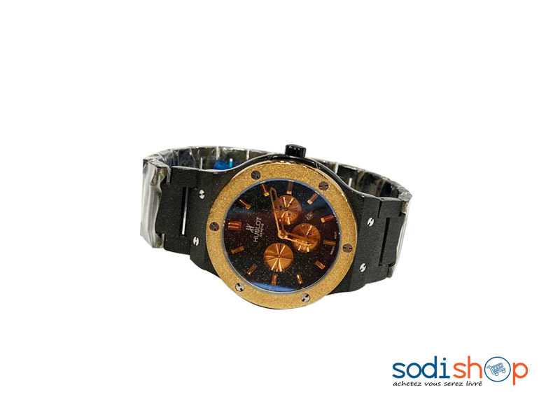 Montre Hublot Design Stylé - Couleur Noir et Or Pour Homme DI0026