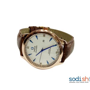 Montre Omega Seamaster Bracelet en Cuir - Couleur Marron et Blanc Pour Homme DI0026