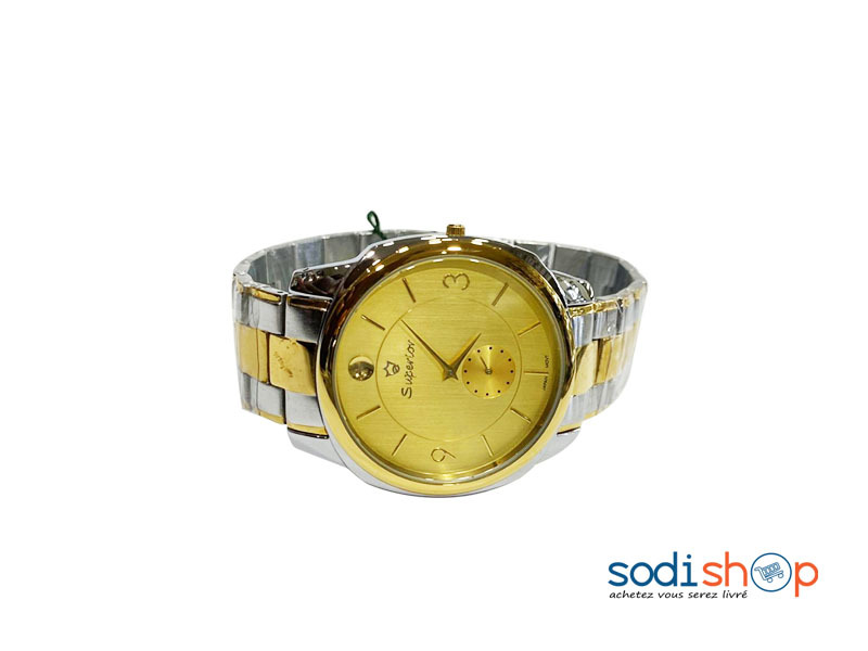Montre Homme Superior - Bracelet en Acier Inoxydable Couleur Argent et Or DI0026