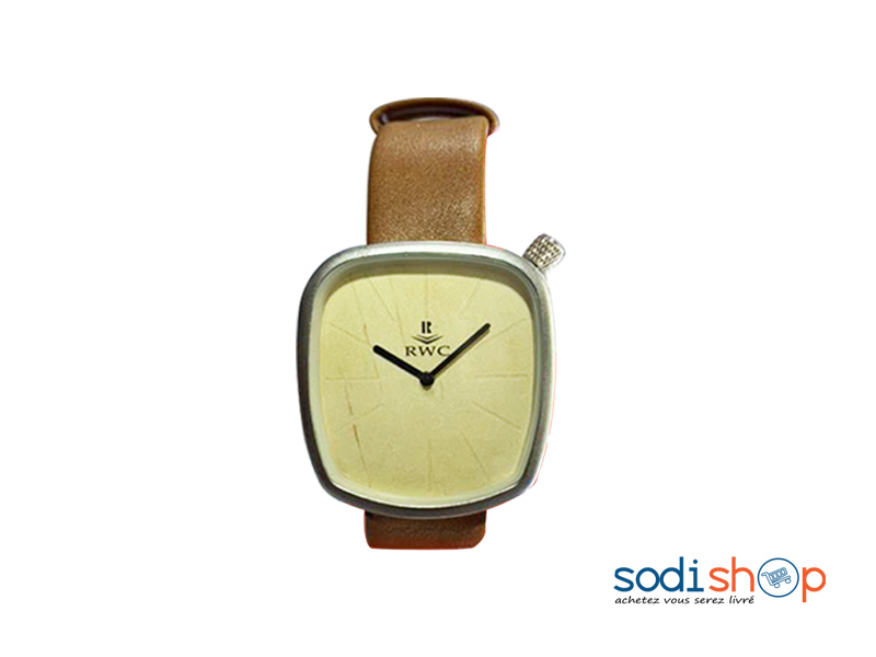 Montre analogique RWC-M840 en cuir couleur marron – Image 2