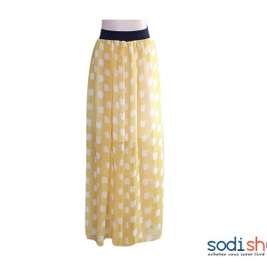 Jupe Évasée - Taille Élastiquée Couleur Jaune Pour Femme-AD00135