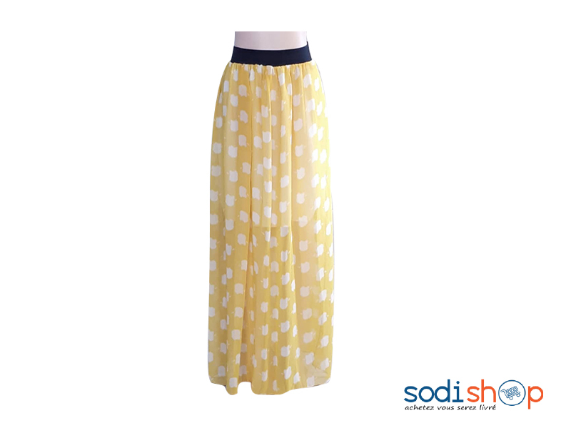 Jupe Évasée - Taille Élastiquée Couleur Jaune Pour Femme-AD00135