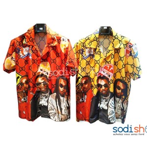 Chemise Oversize Imprimée Channel à Manches Courtes  BK0096