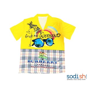 Chemise Oversize Imprimée à Manches Courtes Couleur Jaune BK0096