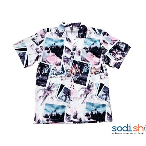 Chemise Oversize Imprimée à Manches Courtes Multicolore  BK0096
