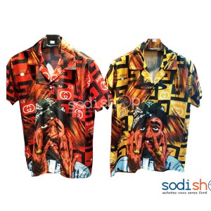 Chemise Oversize Imprimée à Manches Courtes Multicolore  BK0096