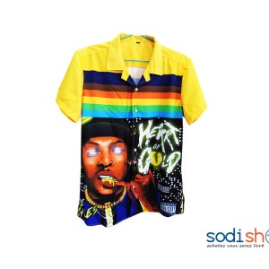 Chemise Oversize Imprimée à Manches Courtes Multicolore BK0096