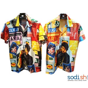 Chemise Oversize Imprimée à Manches Courtes  BK0096