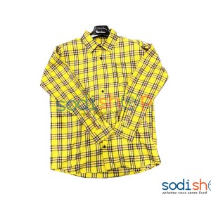 Chemise à Carreau Manches Longues Couleur Jaune  BK0096