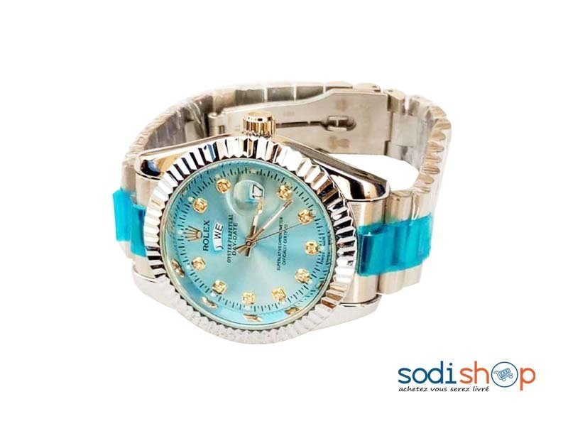 Montre Rolex en Acier Cadran Bleu Couleur Argenté - MP00145