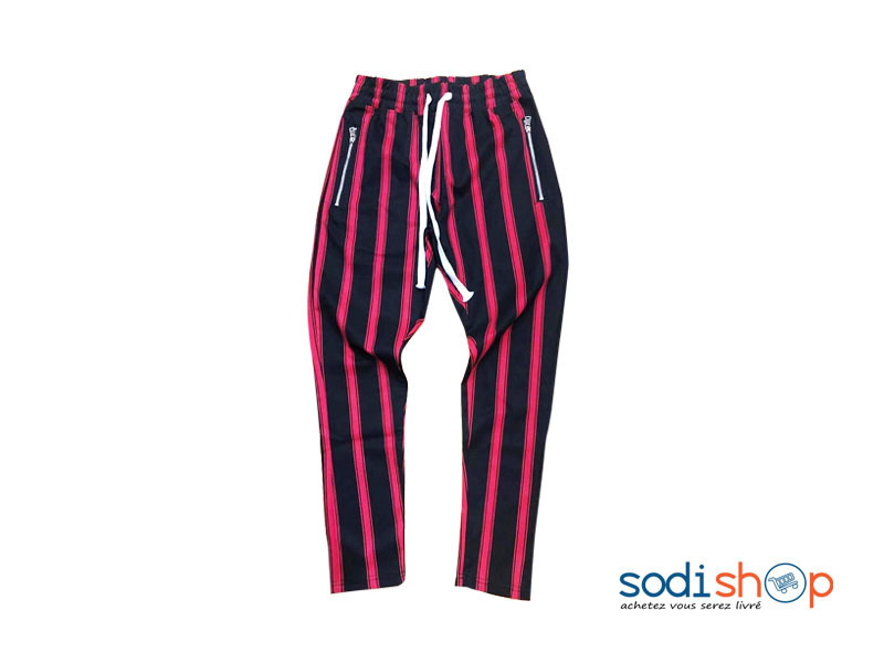 Pantalon à Rayure Couleur Noir et Rouge BK0096
