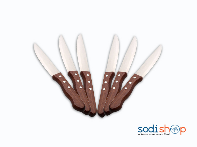 Paquet de Six Couteau à Pain Manche en Bois LB0060