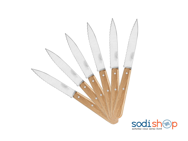 Paquet de Six Couteau à Pain Manche en Bois LB0060
