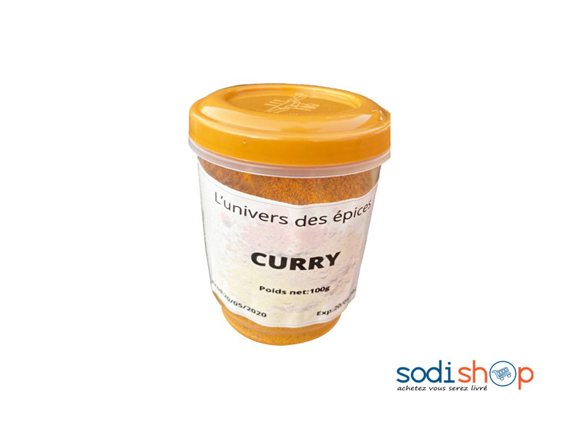 Boite de Curry 1kg - Assaisonnement en Poudre Pour Bouillon LE00142